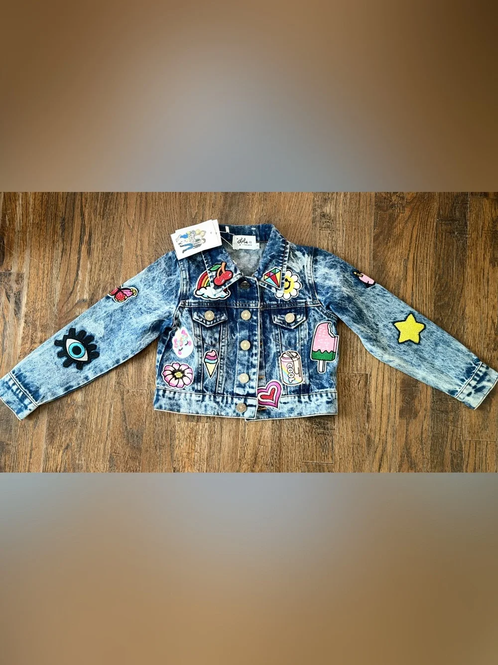 Lola + The Boys All About The Patch Crop Denim Jacket 2T NWT